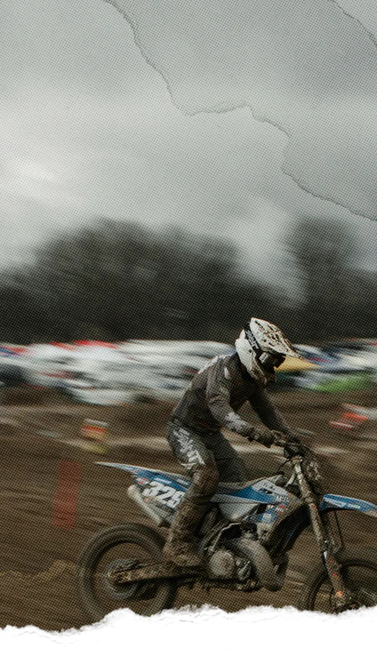 biker wearing send it gear in a motorcross race